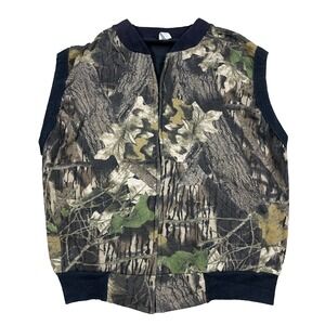 Vintage Mossy Oak Camo Vest Men Large Full Zip Jacket 90s USA Break Up Hunting